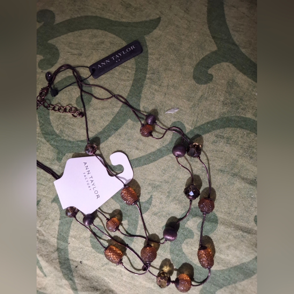 Ann Taylor Multi-Strand Brown and Gold Necklace